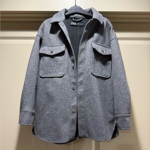 Zara Gray Wool-Blend Oversized Shacket